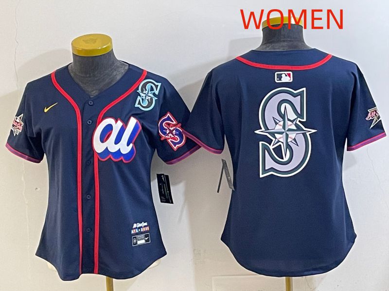Women 2025 Seattle Mariners Blank Drak Blue All star Nike MLB Jersey style 011->women mlb jersey->Women Jersey